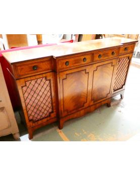 English Low Sideboard 4 Doors 4 Drawers Mahogany Veneer