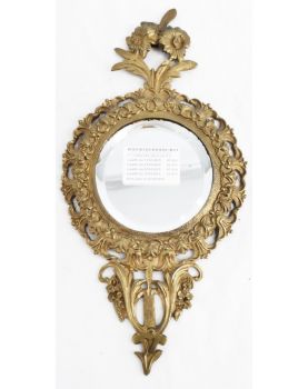 Small Beveled Mirror with Bronze Frame