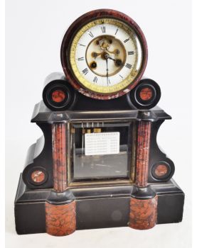 Napoleon III Black Marble Clock with Mercury Balance