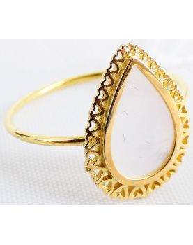 18K Gold and Mother-of-Pearl Drop-Shaped Ring