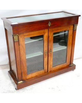 Vitrine Empire 1 Abattant 2 Portes Vitrées sur Roulettes avec Clés