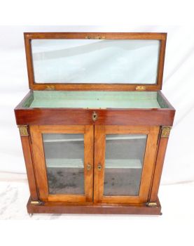 Vitrine Empire 1 Abattant 2 Portes Vitrées sur Roulettes avec Clés