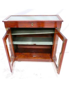 Empire Display Cabinet 1 Drop-Down 2 Glass Doors on Casters with Keys