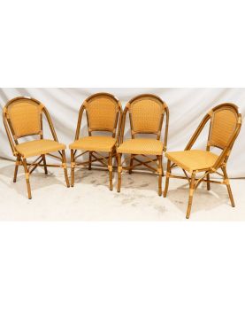 Set of 4 Patio Chairs with Aluminum Frame and Bamboo Decor