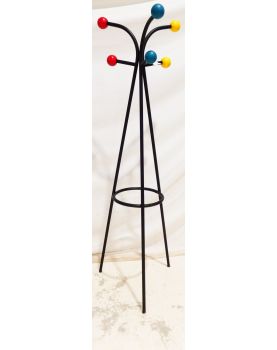 Black Metal Parrot with 6 Colored Wooden Balls