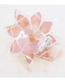 Bougeoir en Verre Rose en Forme de Fleur MURANO