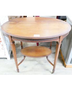 Art Deco Oval Mahogany Pedestal Table on Casters
