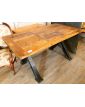 Table Rectangulaire Style Industriel avec Pied en Fonte et Plateau en Orme