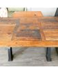 Table Rectangulaire Style Industriel avec Pied en Fonte et Plateau en Orme