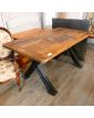 Table Rectangulaire Style Industriel avec Pied en Fonte et Plateau en Orme