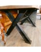Table Rectangulaire Style Industriel avec Pied en Fonte et Plateau en Orme