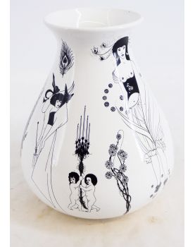 English Black White Vase POOLE
