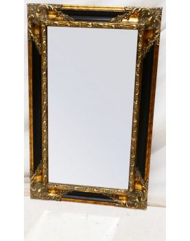 Modern Beveled Mirror with Black and Gold Frame
