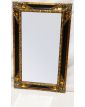 Modern Beveled Mirror with Black and Gold Frame