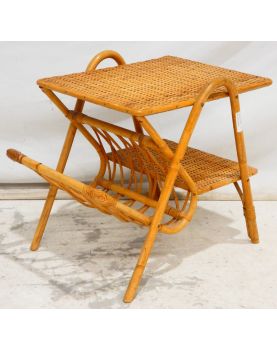 Small Rattan Magazine Rack Table