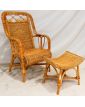 Wicker armchair with footrest