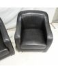 Paire de Fauteuils en Cuir Gris Anthracite