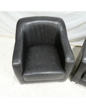 Pair of Anthracite Grey Leather Armchairs