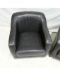 Paire de Fauteuils en Cuir Gris Anthracite