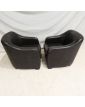 Paire de Fauteuils en Cuir Gris Anthracite