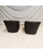 Paire de Fauteuils en Cuir Gris Anthracite