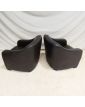 Paire de Fauteuils en Cuir Gris Anthracite