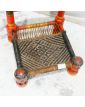 Ethnic Polychrome Wooden Chair with Caned and Woven Seat