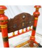 Chaise en Bois Polychrome Éthnique Assise Cannée et Tressée