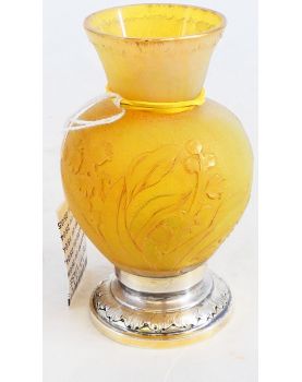 DAUM NANCY Petit Vase avec Base Monture en Argent