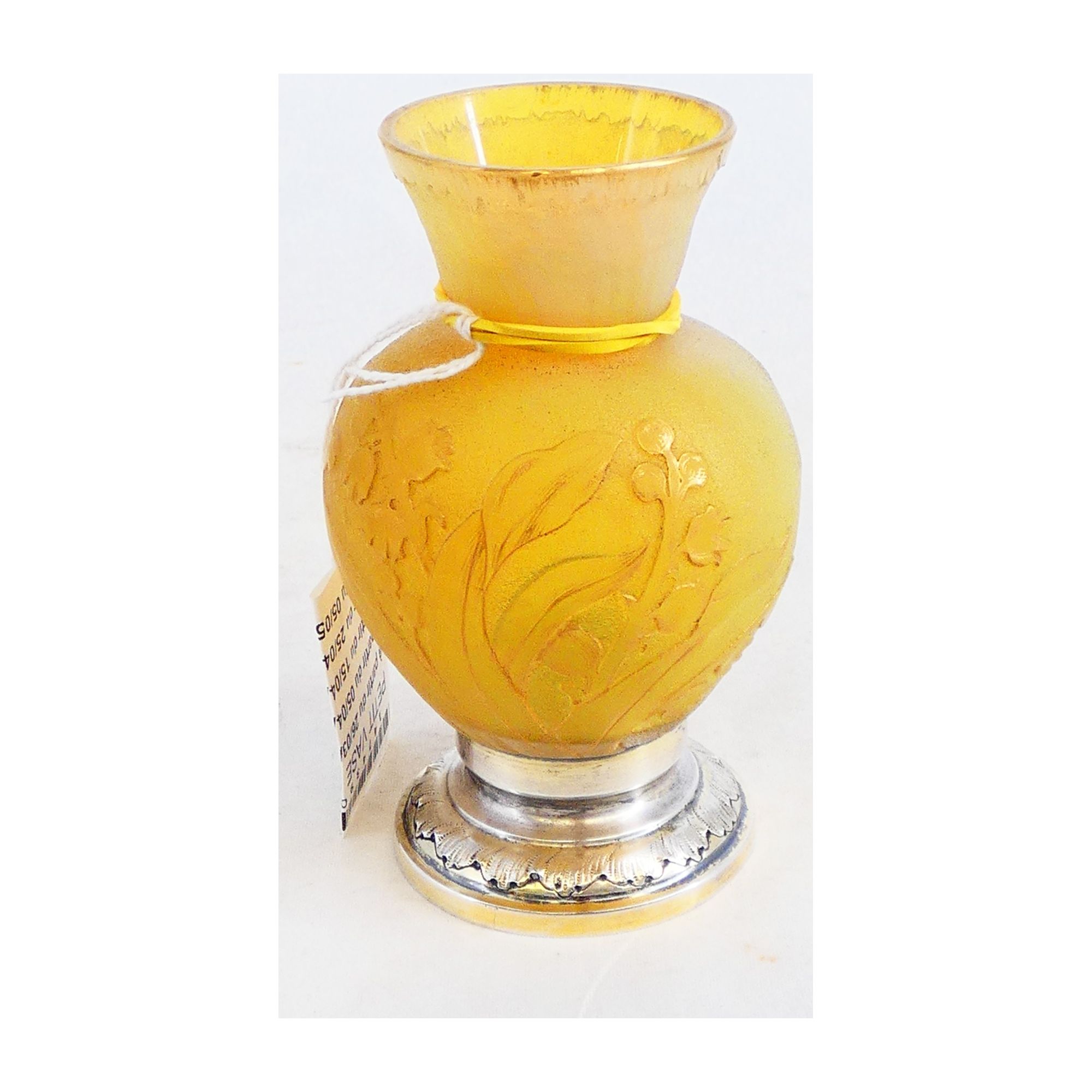 DAUM NANCY Petit Vase avec Base Monture en Argent DAUM NANCY Petit Vase avec Base Monture en Argent