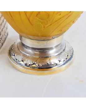 DAUM NANCY Petit Vase avec Base Monture en Argent