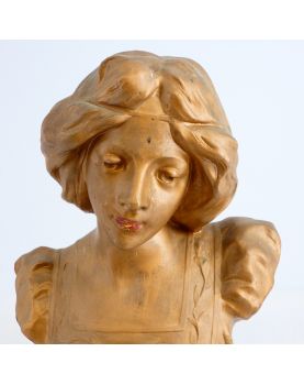 Buste de Femme Automne en Plâtre Doré