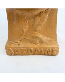 Bust of Autumn Woman in Golden Plaster