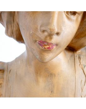 Bust of Autumn Woman in Golden Plaster