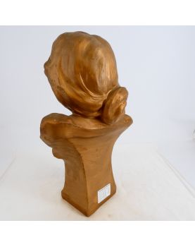 Bust of Autumn Woman in Golden Plaster