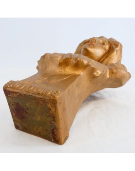 Bust of Autumn Woman in Golden Plaster