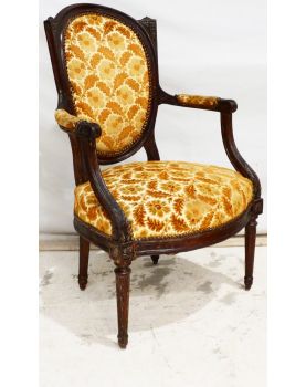 Fauteuil en Bois Louis XVI Couleur Moutarde