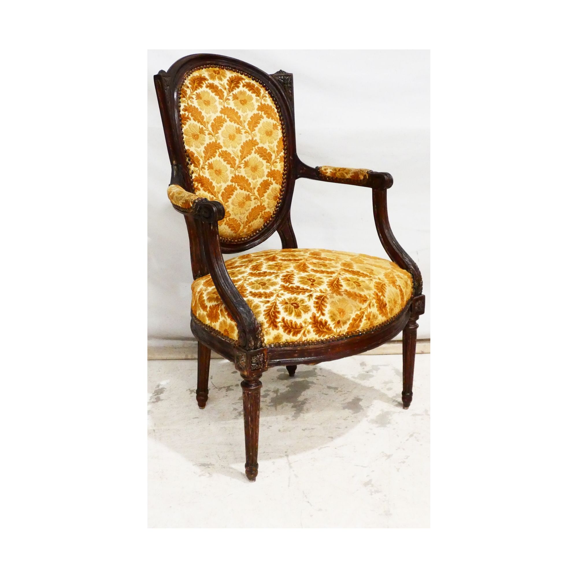 Fauteuil en Bois Louis XVI Couleur Moutarde Fauteuil en Bois Louis XVI Couleur Moutarde