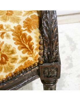 Louis XVI Wooden Armchair in Mustard Color