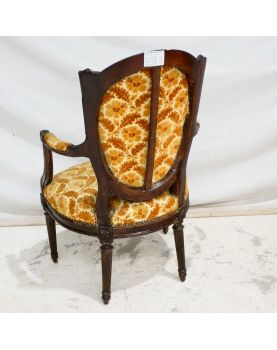 Louis XVI Wooden Armchair in Mustard Color