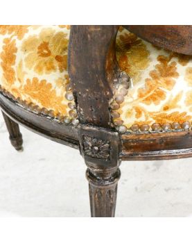 Louis XVI Wooden Armchair in Mustard Color