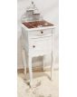 Chevet 1 Porte 1 Tiroir Style Louis XV Pied Galbés avec Corniche Patiné Blanc