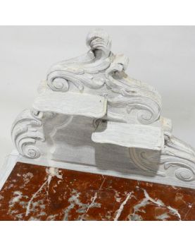 Chevet 1 Porte 1 Tiroir Style Louis XV Pied Galbés avec Corniche Patiné Blanc
