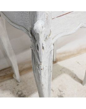 Chevet 1 Porte 1 Tiroir Style Louis XV Pied Galbés avec Corniche Patiné Blanc