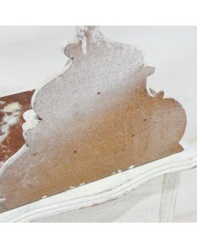 Chevet 1 Porte 1 Tiroir Style Louis XV Pied Galbés avec Corniche Patiné Blanc