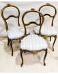 Set of 3 Napoleon III Chairs in Blackened and Gilded Wood