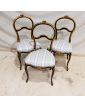 Set of 3 Napoleon III Chairs in Blackened and Gilded Wood