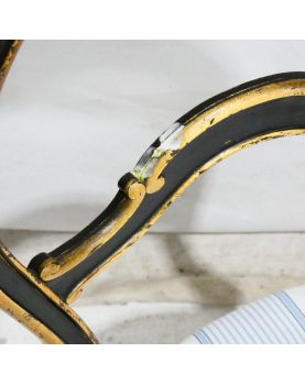Set of 3 Napoleon III Chairs in Blackened and Gilded Wood
