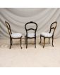 Set of 3 Napoleon III Chairs in Blackened and Gilded Wood
