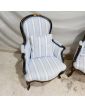 Paire de Fauteuils Napoléon III Style Louis XV en Bois Noirci et Doré avec Coussins